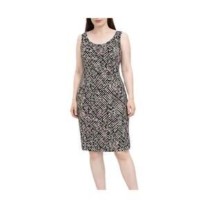 Talbots Dress Size 8 Sleeveless Sheath Multicolor Stretch Lined Zip Classic Work